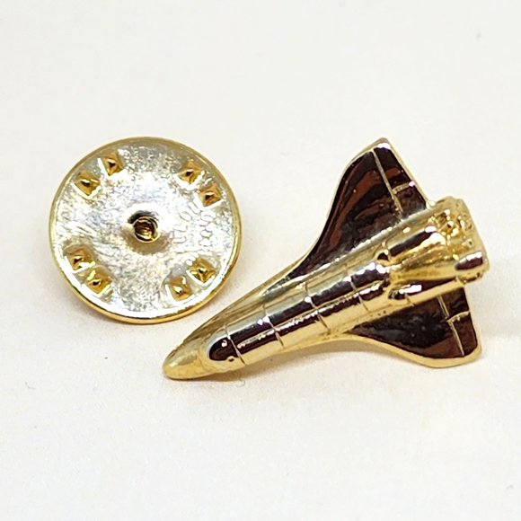 Vintage 1980's Ballou Reg'd Gold Plated NASA Space Shuttle Orbiter Lapel Tie Pin - Picture 3 of 6